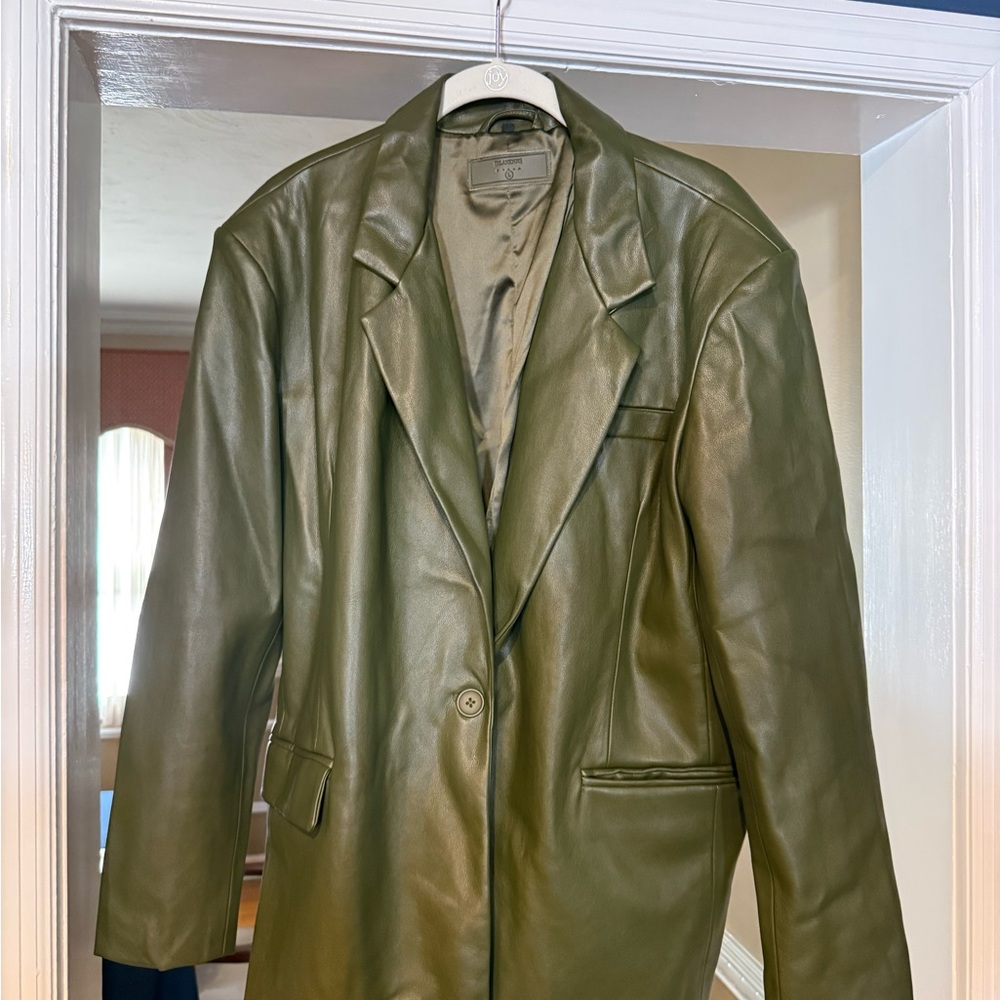 Blank NYC Olive Leather Blazer Jacket